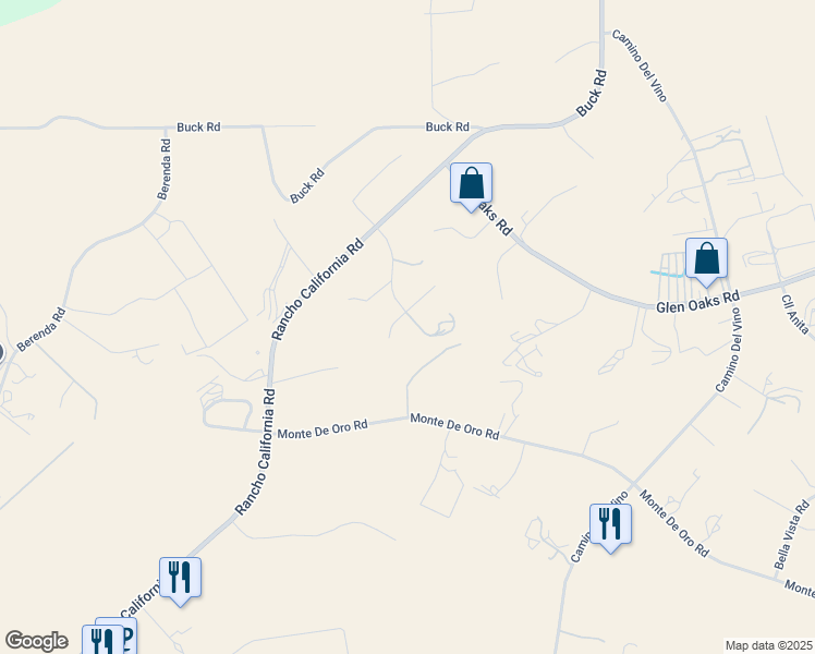 map of restaurants, bars, coffee shops, grocery stores, and more near 39485 Colleen Way in Temecula