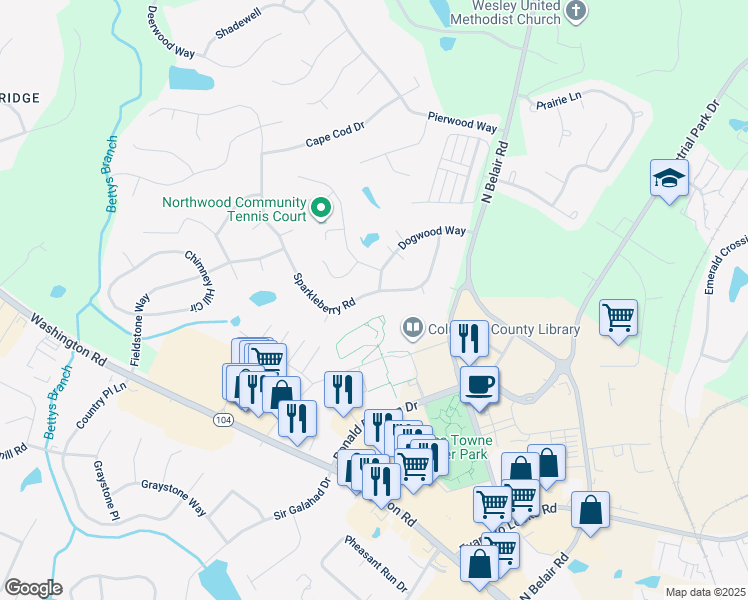 map of restaurants, bars, coffee shops, grocery stores, and more near 862 Sparkleberry Road in Evans