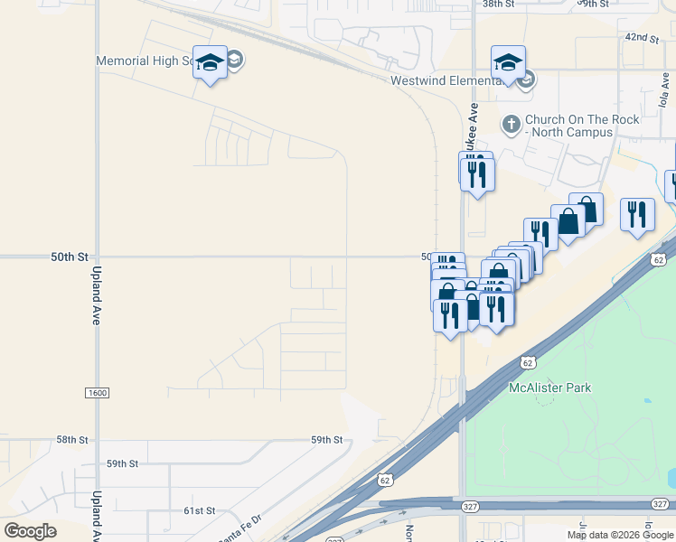 map of restaurants, bars, coffee shops, grocery stores, and more near 7001-7125 County Road 6900 in Lubbock