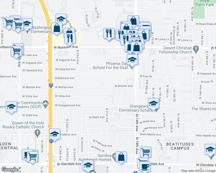 map of restaurants, bars, coffee shops, grocery stores, and more near 752-2 North 21st Avenue in Phoenix