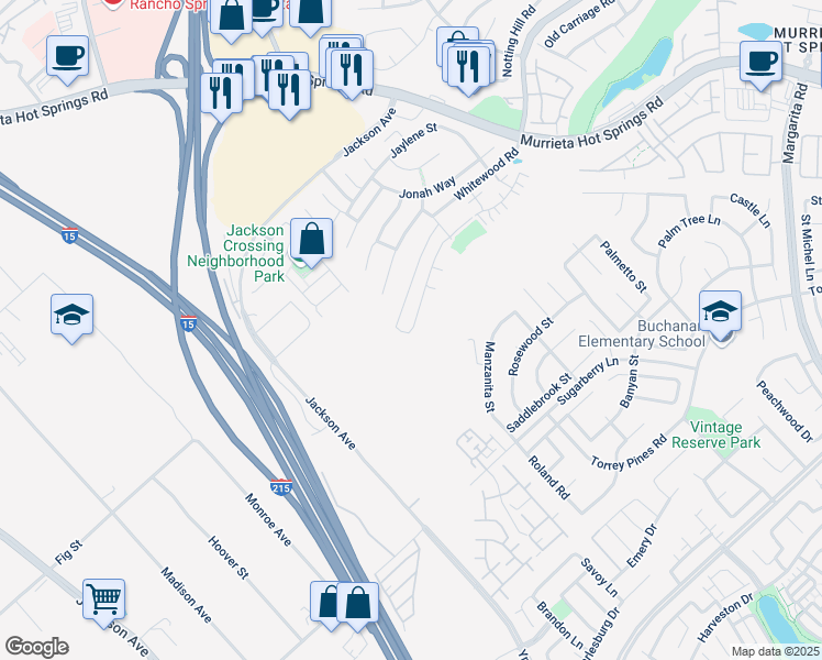 map of restaurants, bars, coffee shops, grocery stores, and more near 40445 Calle Real in Murrieta
