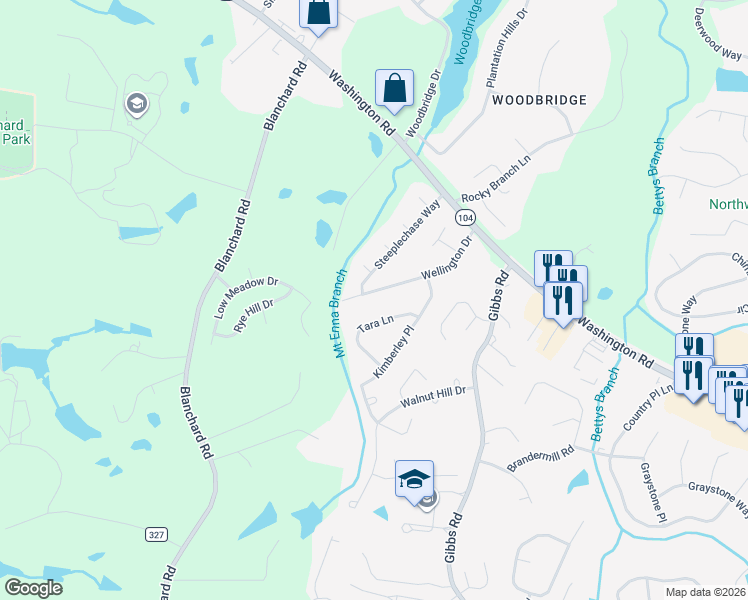 map of restaurants, bars, coffee shops, grocery stores, and more near 659 Tara Lane in Evans
