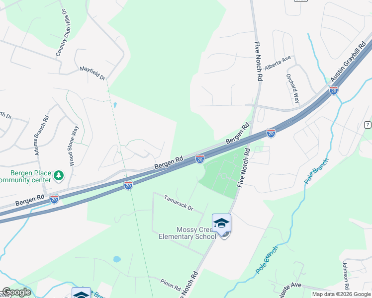 map of restaurants, bars, coffee shops, grocery stores, and more near 410 Bergen Road in North Augusta