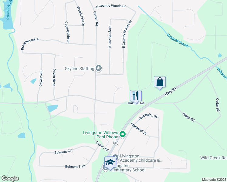 map of restaurants, bars, coffee shops, grocery stores, and more near 35 Emily Trce in Covington
