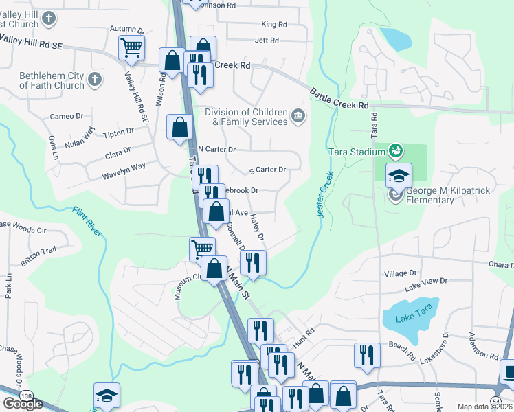 map of restaurants, bars, coffee shops, grocery stores, and more near 795 Middlebrook Drive in Jonesboro
