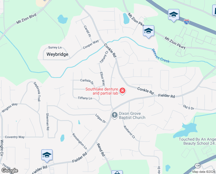 map of restaurants, bars, coffee shops, grocery stores, and more near 7550 Elliot Way in Jonesboro