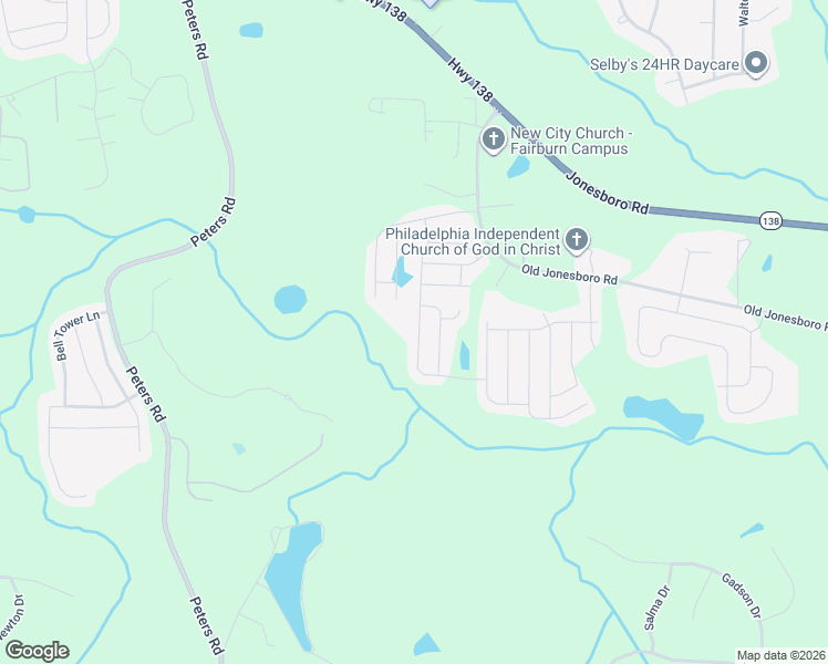 map of restaurants, bars, coffee shops, grocery stores, and more near 7633 Bowhead Court in Fairburn