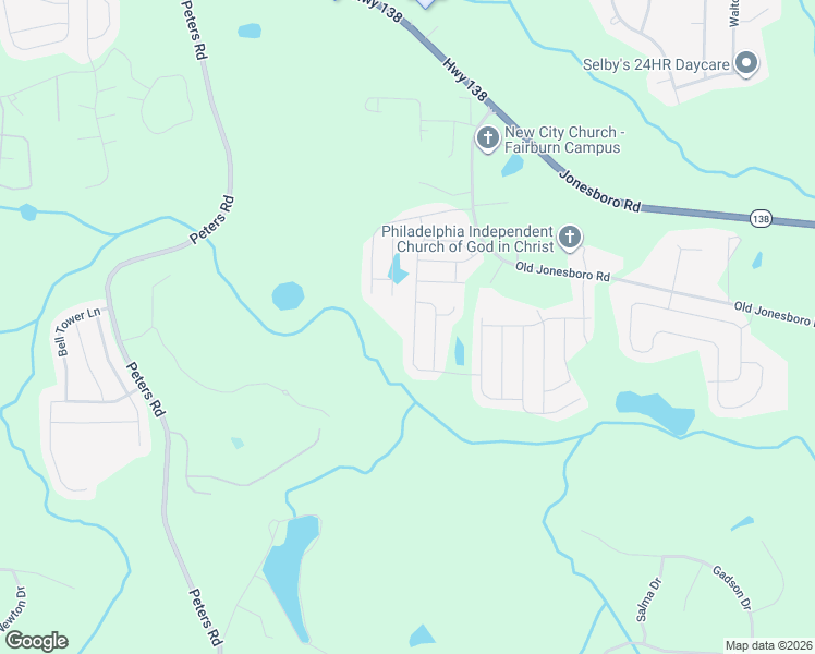 map of restaurants, bars, coffee shops, grocery stores, and more near 7633 Bowhead Court in Fairburn