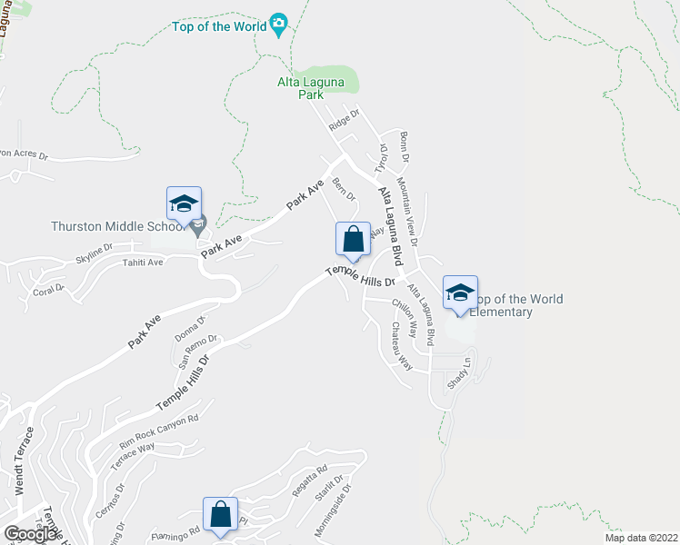 map of restaurants, bars, coffee shops, grocery stores, and more near 2615 Temple Hills Drive in Laguna Beach