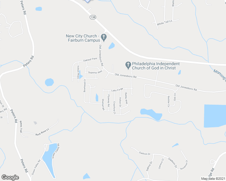 map of restaurants, bars, coffee shops, grocery stores, and more near 3479 Lake Forge in Fairburn