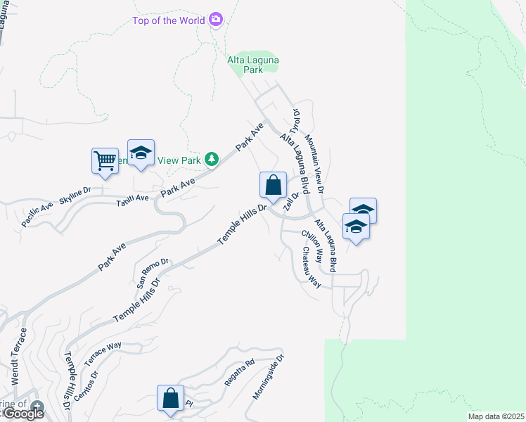 map of restaurants, bars, coffee shops, grocery stores, and more near 2615 Temple Hills Drive in Laguna Beach