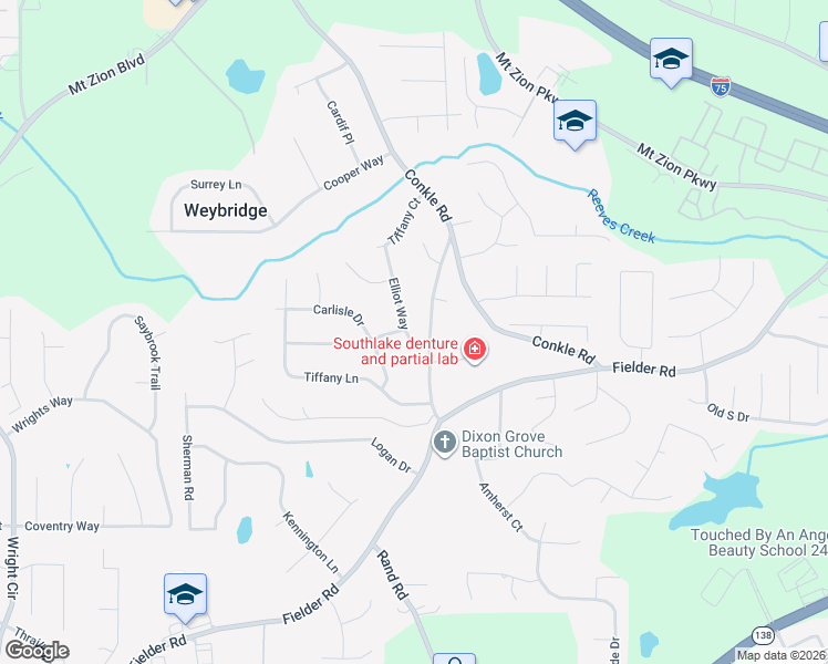 map of restaurants, bars, coffee shops, grocery stores, and more near 7550 Elliot Way in Jonesboro