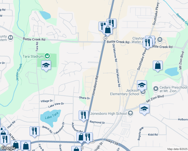 map of restaurants, bars, coffee shops, grocery stores, and more near 101-4711 Southlake Cove Ct in Jonesboro
