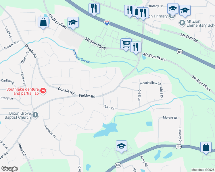 map of restaurants, bars, coffee shops, grocery stores, and more near 2651 Cordova Place in Jonesboro