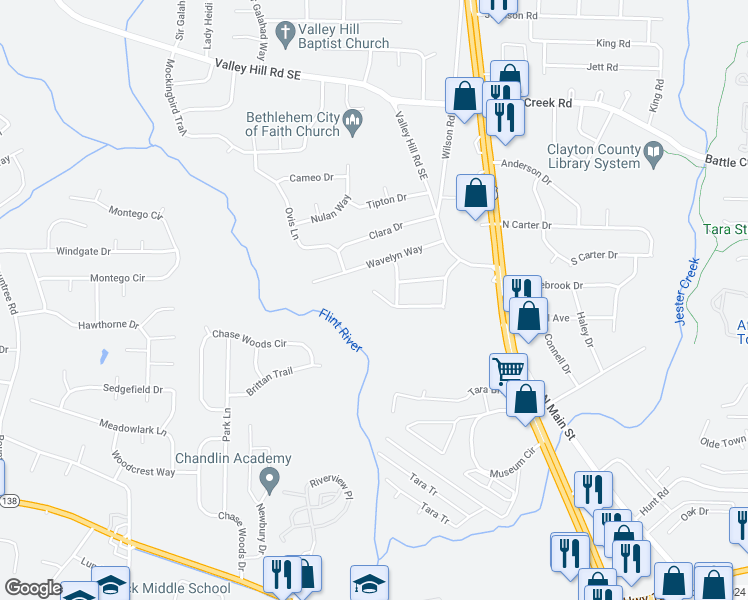 map of restaurants, bars, coffee shops, grocery stores, and more near 509 Fielding Circle in Riverdale