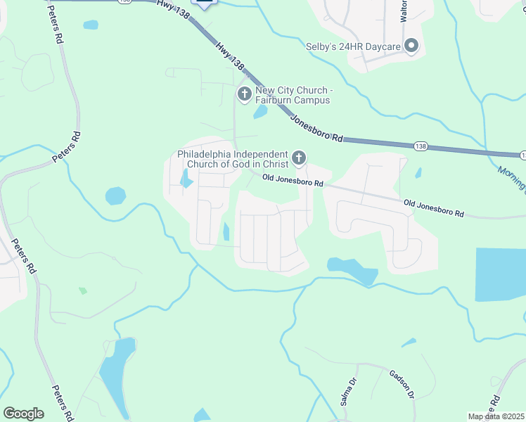map of restaurants, bars, coffee shops, grocery stores, and more near 3479 Lake Forge in Fairburn