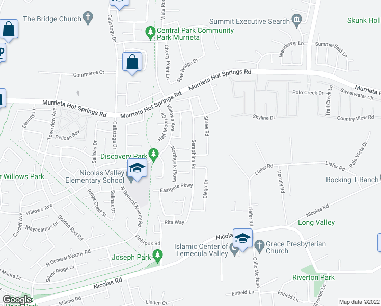 map of restaurants, bars, coffee shops, grocery stores, and more near 30865 Highland Vista Circle in Temecula