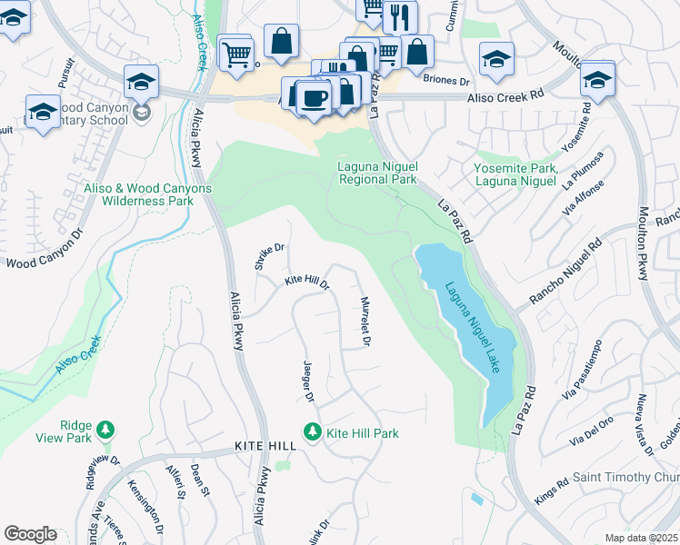 map of restaurants, bars, coffee shops, grocery stores, and more near 24011 Swallowtail Drive in Laguna Niguel