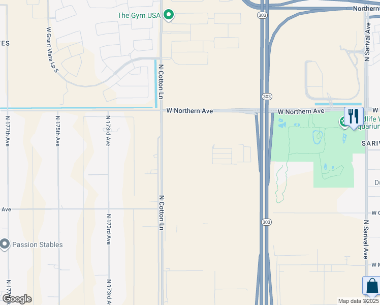 map of restaurants, bars, coffee shops, grocery stores, and more near 7175-7771 North Cotton Lane in Waddell