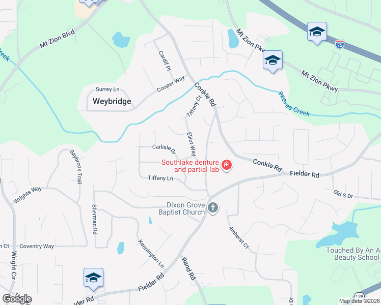map of restaurants, bars, coffee shops, grocery stores, and more near 7528 Elliot Way in Jonesboro