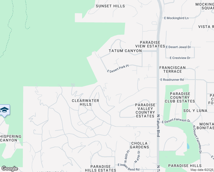 map of restaurants, bars, coffee shops, grocery stores, and more near 4502 East Moonlight Way in Paradise Valley