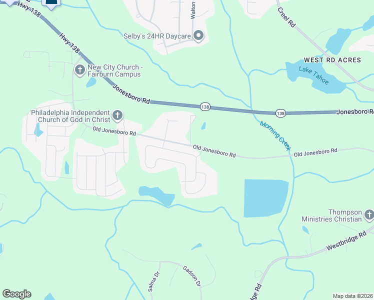 map of restaurants, bars, coffee shops, grocery stores, and more near 3523 Ebb Circle in Fairburn