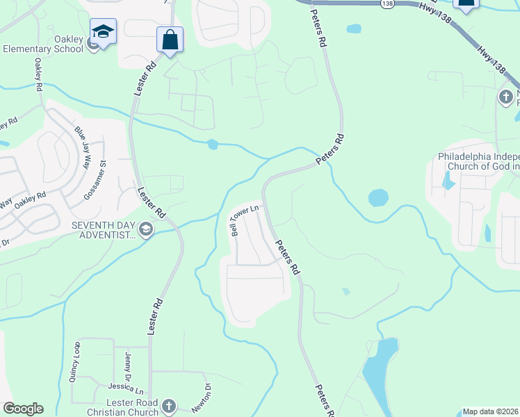 map of restaurants, bars, coffee shops, grocery stores, and more near 7501 Congregation Street in Fairburn