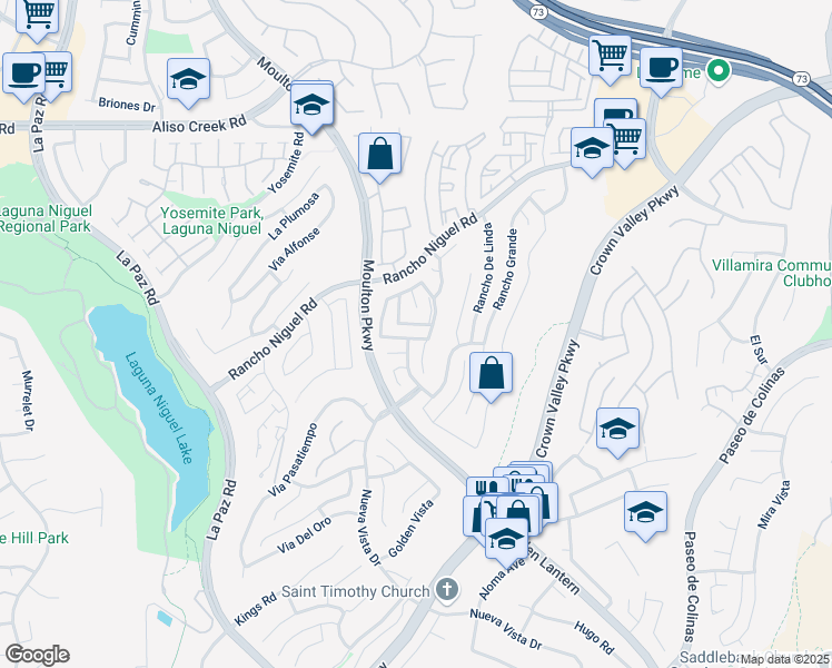 map of restaurants, bars, coffee shops, grocery stores, and more near 28502 Las Arubas in Laguna Niguel