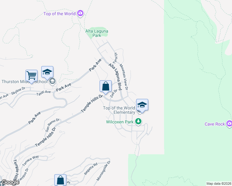 map of restaurants, bars, coffee shops, grocery stores, and more near 3068 Zell Drive in Laguna Beach