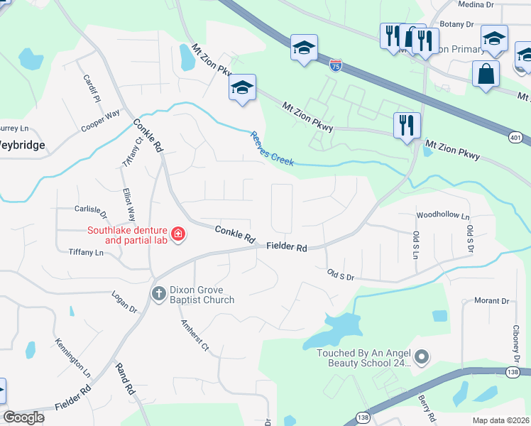 map of restaurants, bars, coffee shops, grocery stores, and more near 7352 Chad's Circle in Jonesboro