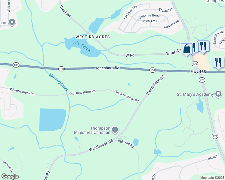 map of restaurants, bars, coffee shops, grocery stores, and more near 2633 Jonesboro Road in Fairburn