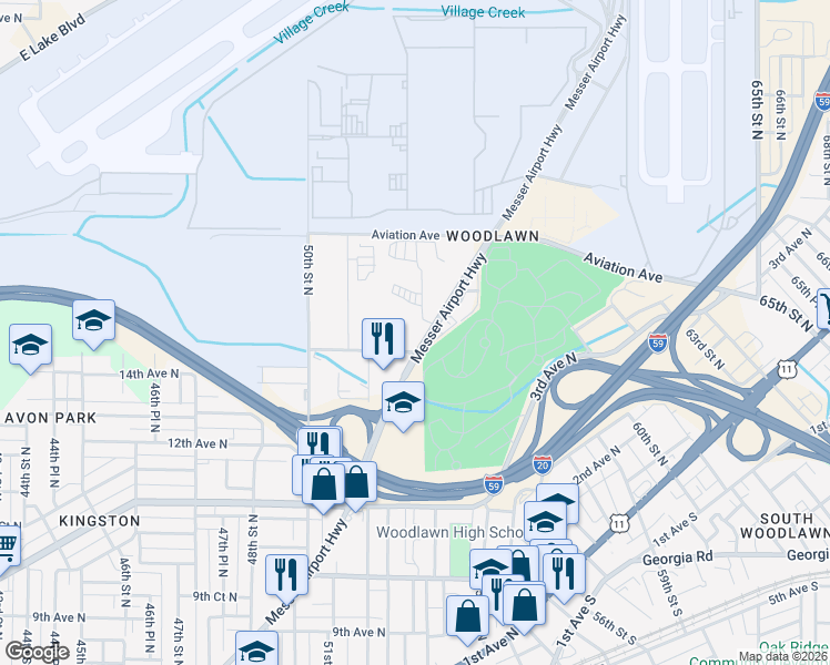 map of restaurants, bars, coffee shops, grocery stores, and more near 5126 16th Court North in Birmingham