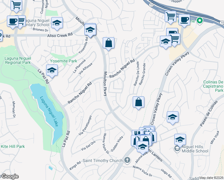 map of restaurants, bars, coffee shops, grocery stores, and more near 24872 Via Kristina in Laguna Niguel