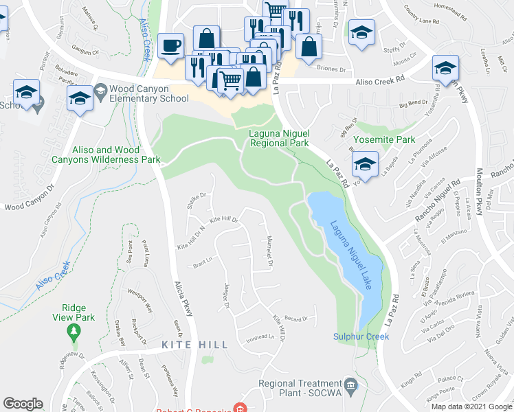 map of restaurants, bars, coffee shops, grocery stores, and more near 24011 Swallowtail Drive in Laguna Niguel