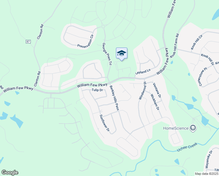 map of restaurants, bars, coffee shops, grocery stores, and more near 1202 Berkley Hills Pass in Evans