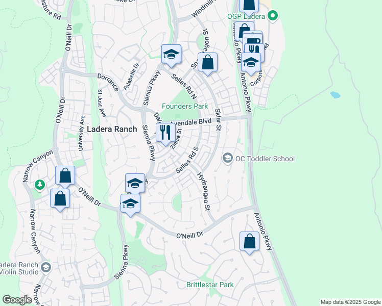 map of restaurants, bars, coffee shops, grocery stores, and more near 18 Dietes Court in Mission Viejo
