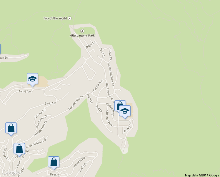 map of restaurants, bars, coffee shops, grocery stores, and more near 3060 Alta Laguna Boulevard in Laguna Beach