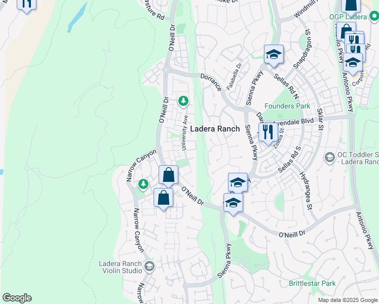 map of restaurants, bars, coffee shops, grocery stores, and more near 2 Evergreen Road in Mission Viejo