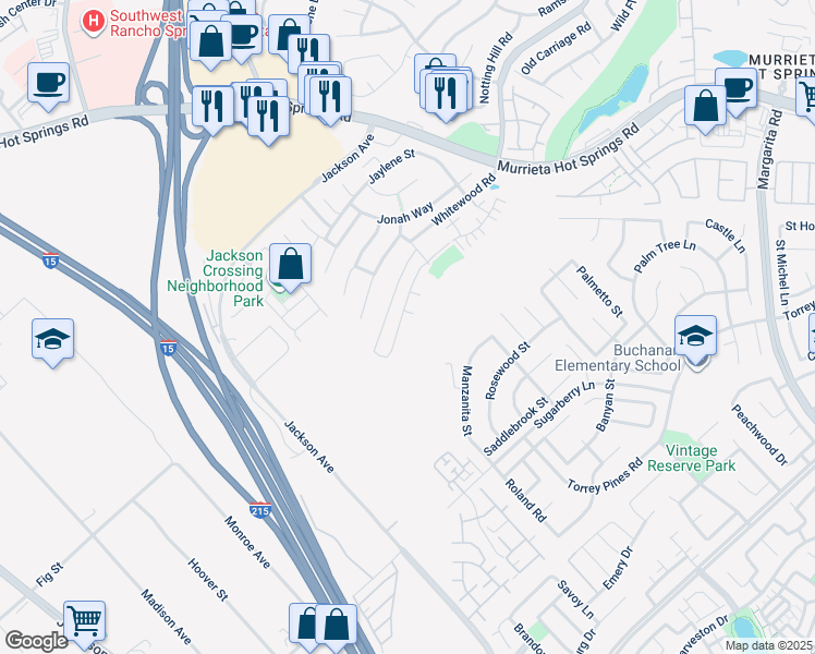 map of restaurants, bars, coffee shops, grocery stores, and more near 40368 Calle Real in Murrieta