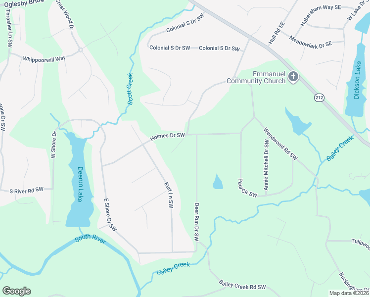 map of restaurants, bars, coffee shops, grocery stores, and more near 5230 Bailey Road Southwest in Conyers
