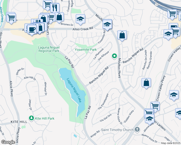 map of restaurants, bars, coffee shops, grocery stores, and more near 28472 La Plumosa in Laguna Niguel
