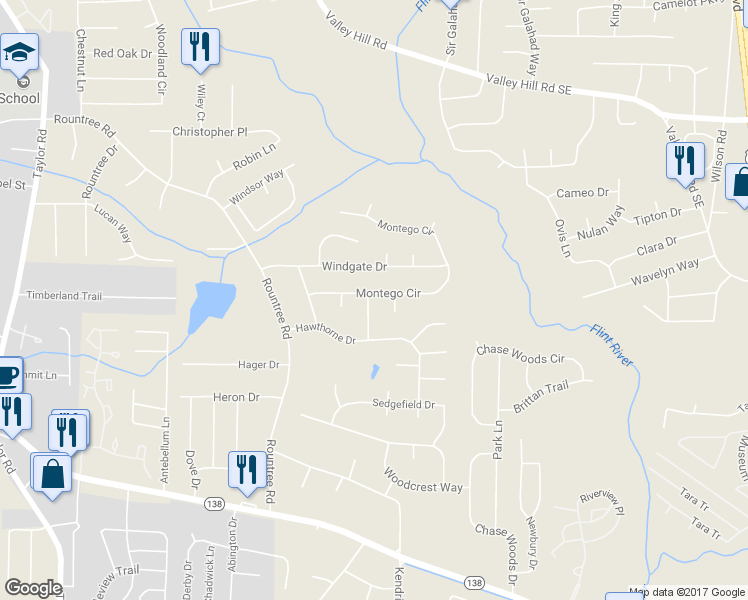 map of restaurants, bars, coffee shops, grocery stores, and more near 7530 Tamora Lane in Riverdale
