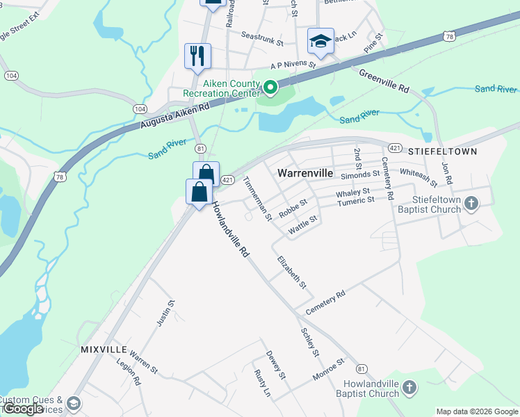 map of restaurants, bars, coffee shops, grocery stores, and more near 134 Timmerman Street in Warrenville