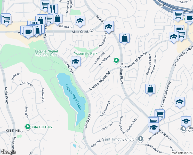 map of restaurants, bars, coffee shops, grocery stores, and more near 28482 Via Nandina in Laguna Niguel