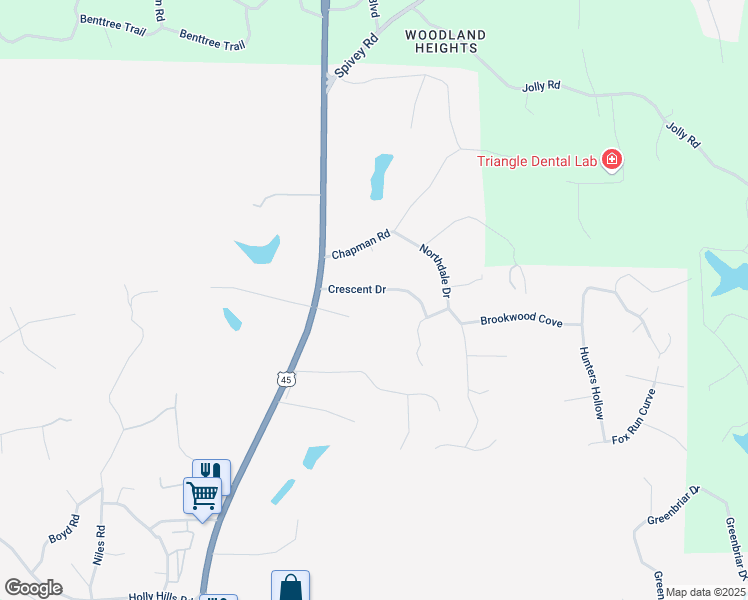 map of restaurants, bars, coffee shops, grocery stores, and more near 134 Crescent Drive in Columbus