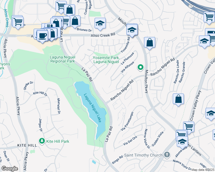 map of restaurants, bars, coffee shops, grocery stores, and more near 28496 La Maravilla in Laguna Niguel
