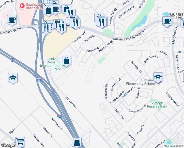 map of restaurants, bars, coffee shops, grocery stores, and more near 40368 Calle Real in Murrieta