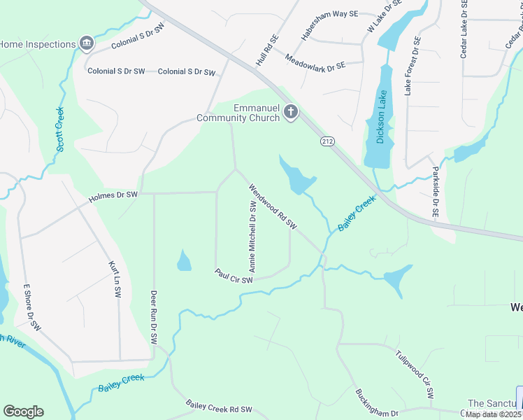 map of restaurants, bars, coffee shops, grocery stores, and more near 5220 Annie Mitchell Drive Southwest in Conyers