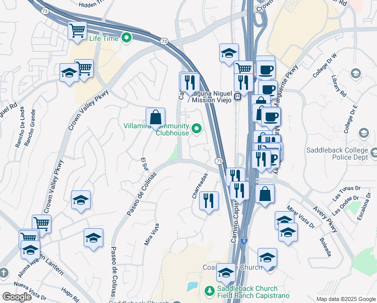 map of restaurants, bars, coffee shops, grocery stores, and more near in Laguna Niguel