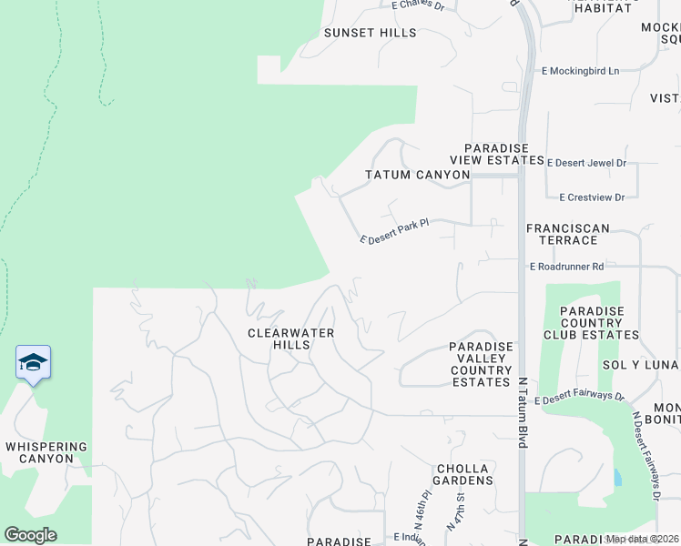 map of restaurants, bars, coffee shops, grocery stores, and more near 4502 East Moonlight Way in Paradise Valley
